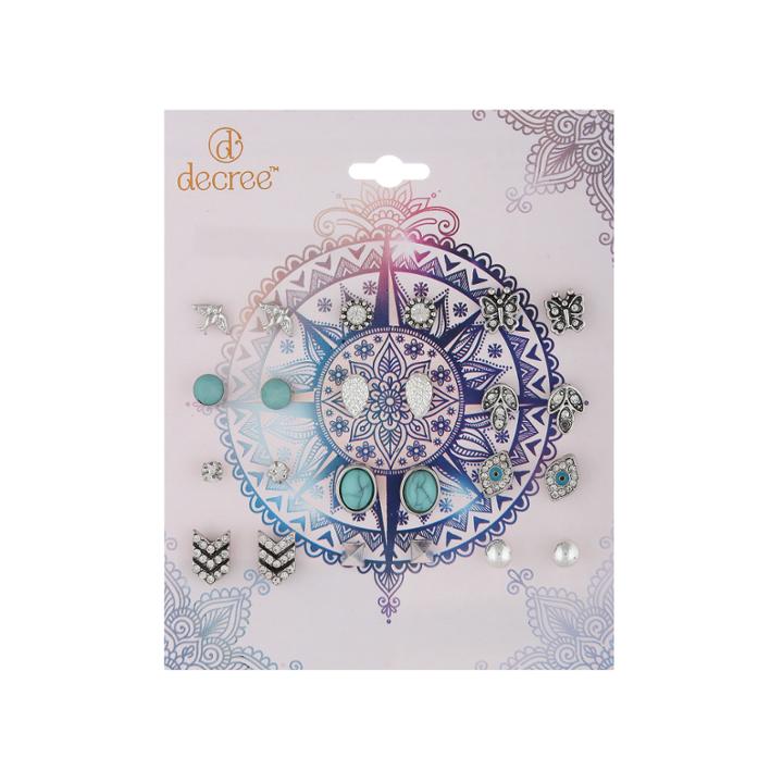 Decree 12-pr. Silver-tone Earring Set