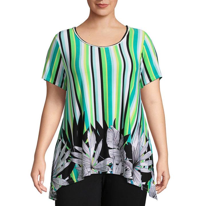 Lark Lane Island Hopping Embellished Rainforest Top- Plus