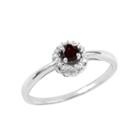 Genuine Garnet And Lab-created White Sapphire Sterling Silver Halo Ring