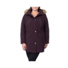 Fleet Street Quilted Faux-silk Anorak With Faux-fur Trim Hood - Plus