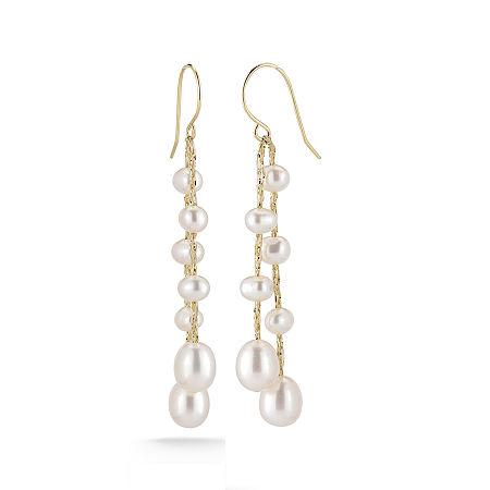 Cultured Freshwater Pearl 14k Yellow Gold Over Sterling Silver Drop Earrings