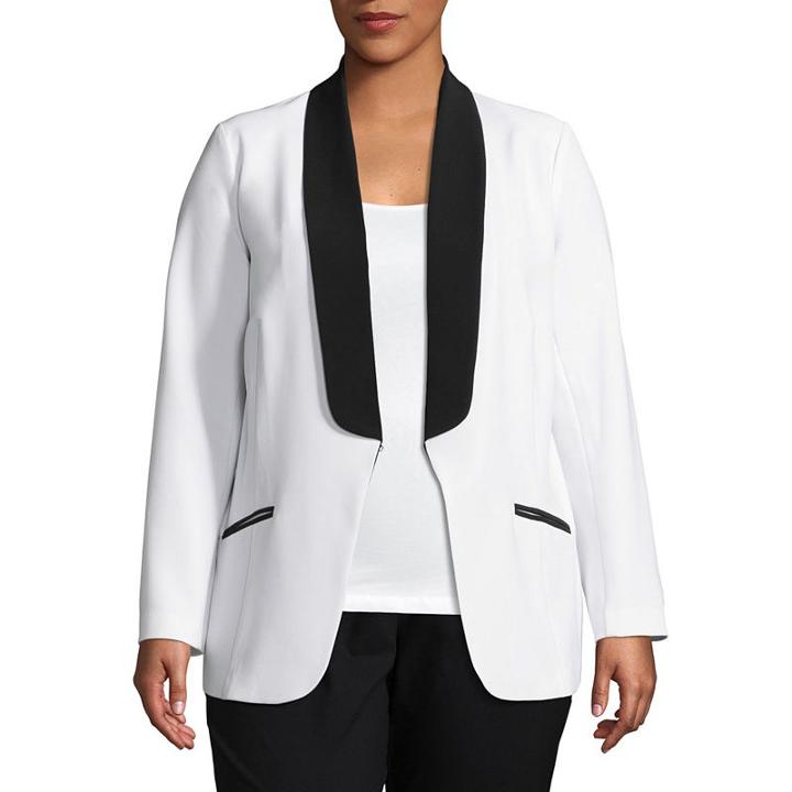 Bold Elements Colorblock Lapel Blazer-plus