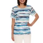 Alfred Dunner Scenic Route Short Sleeve Stripe T-shirt-petites