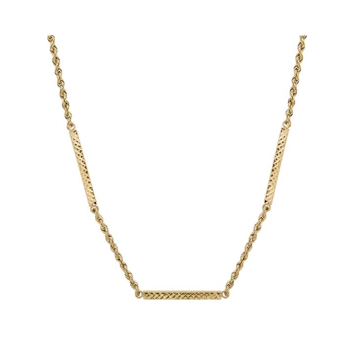 Infinite Gold&trade; 14k Yellow Gold Diamond-cut Hollow Rope Station Necklace