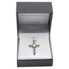 Sparkle Allure Womens Genuine Multi Color Marcasite Pure Silver Over Brass Cross Pendant Necklace