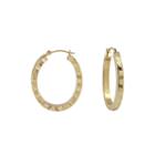 14k Yellow Gold Diamond-cut Oval Hoop Earrings