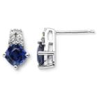 Lab-created Blue & White Sapphire Earrings Sterling Silver