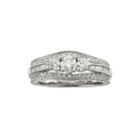 1 Ct. T.w. Certified Diamond 14k White Gold Vintage-style 3-stone Contour Bridal Ring