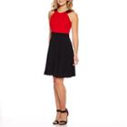 Danny & Nicole Sleeveless Halter Colorblock Fit-and-flare Dress