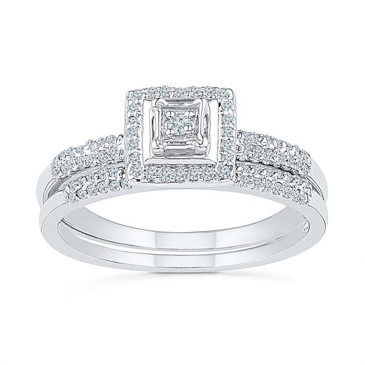 Womens 1/3 Ct. T.w. White Diamond Sterling Silver Bridal Set