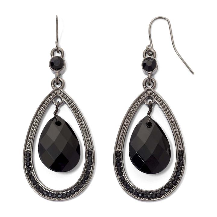 Mixit&trade; Black Faceted Teardrop Earrings