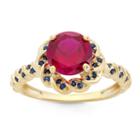 Lab Created Ruby & Lab Created Blue Sapphire 14k Gold Over Silver Ring