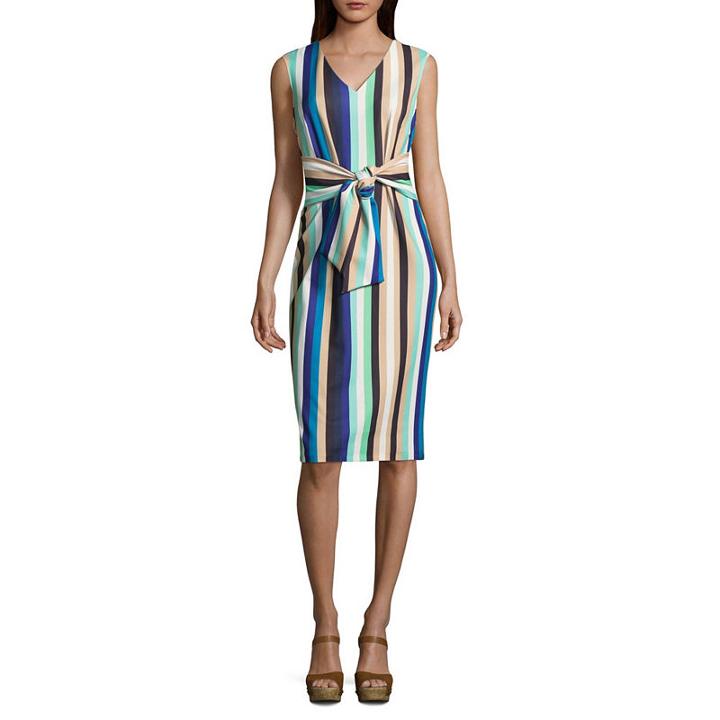 Weslee Rose Sleeveless Stripe Wrap Dress