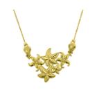 10k Yellow Gold Diamond-cut Starfish Cluster Pendant Necklace