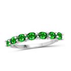 Womens Color Enhanced Green Chrome Diopside Sterling Silver Side Stone Ring