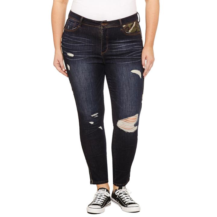 Rewash Piped Camo Skinny Jeans-juniors Plus