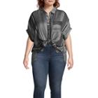 A.n.a Short Sleeve Tie Front Shirt - Plus