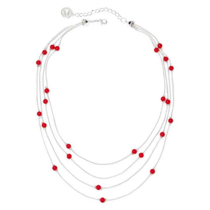 Liz Claiborne Red Silver-tone Illusion Necklace