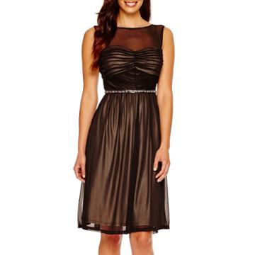 Melrose Sleeveless Illusion Fit-and-flare Dress