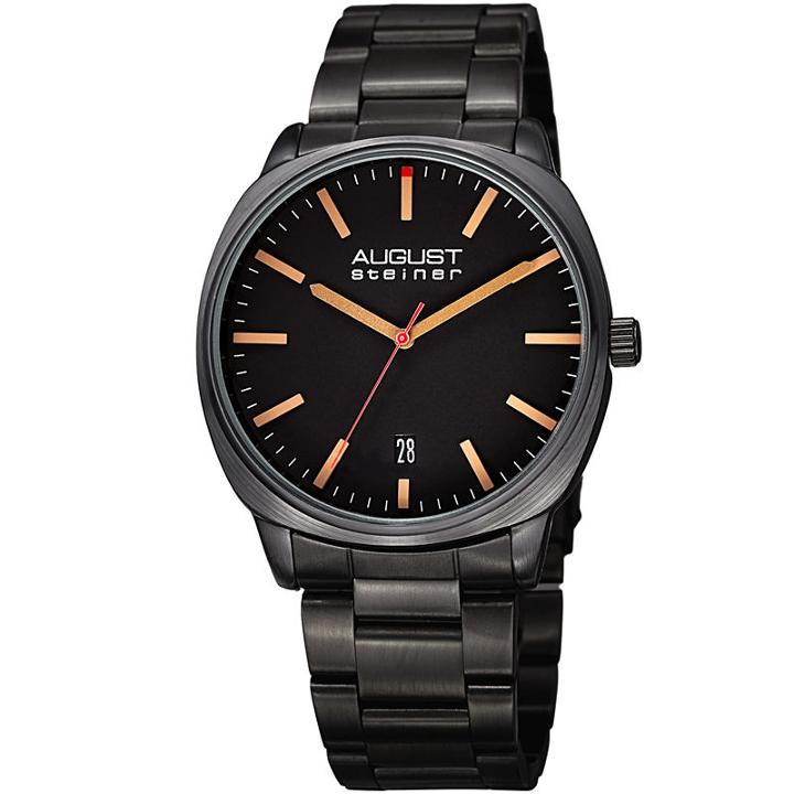 August Steiner Mens Black Strap Watch-as-8237bk