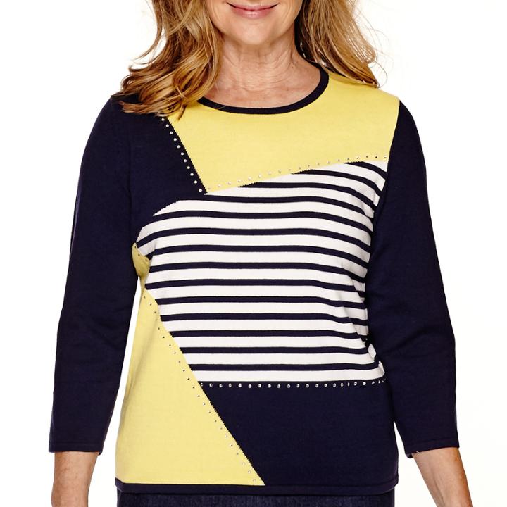Alfred Dunner Sausalito 3/4-sleeve Colorblock Sweater