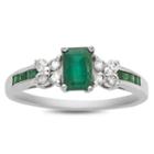 Womens Genuine Green Emerald 14k Gold Cocktail Ring