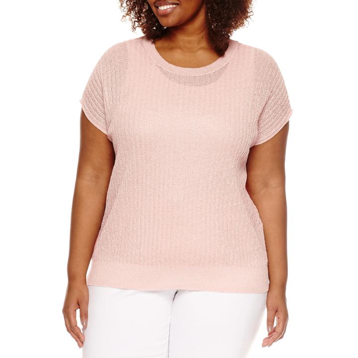 Worthington Short Sleeve Crew Neck Pullover Sweater - Plus