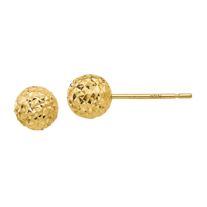 14k Gold 6mm Round Stud Earrings