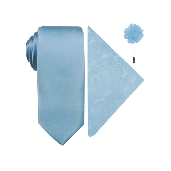 Jf J. Ferrar Solid Tie, Pocket Square And Lapel Pin Set