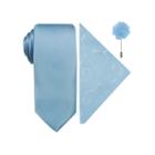 Jf J. Ferrar Solid Tie, Pocket Square And Lapel Pin Set