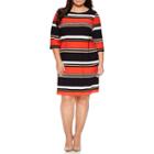 Studio 1 3/4 Sleeve Stripe Textured Knit Sheath Dress-plus