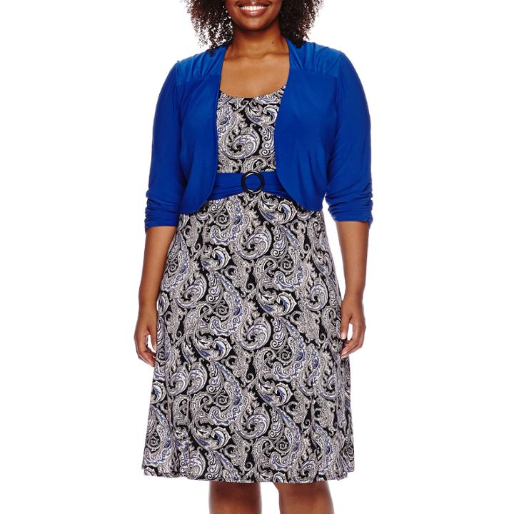 Perceptions 3/4-sleeve Paisley Jacket Dress - Plus