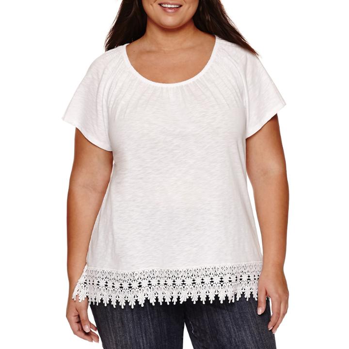 St. John's Bay Short Sleeve Round Neck T-shirt-plus