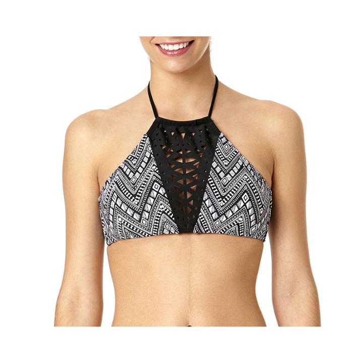 Arizona Chevron High-neck Lasercut Swim Top - Juniors