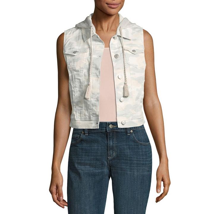 Wallflower Denim Hooded Vest-juniors