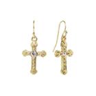 1928 Religious Jewelry Clear 14k Gold Over Brass Drop Earrings