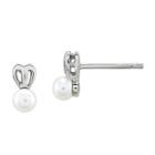 Diamond Accent White Cultured Freshwater Pearls Sterling Silver 8mm Stud Earrings