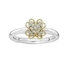Personally Stackable 1/10 Ct. T.w. Diamond Two-tone Flower Ring