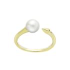 Cultured Freshwater Pearl And Arrow 14k Yellow Gold Open Ring