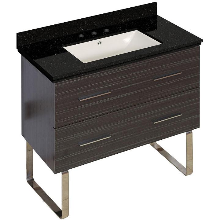 36-in. W Floor Mount Dawn Grey Vanity Set For 3h8-in. Drilling Black Galaxy Top Biscuit Um Sink