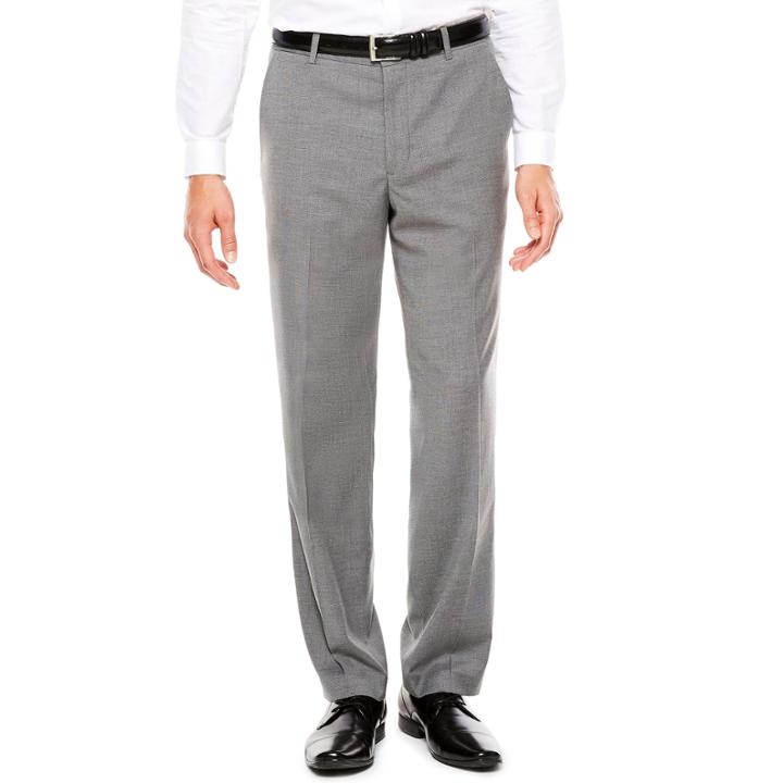 J.ferrar Stretch Medium Gray Tic Pants-slim Fit