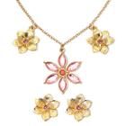 Liz Claiborne Pink Flower Necklace And Earring Set
