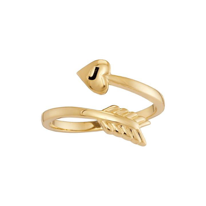 Personalized 10k Yellow Gold Bypass Arrow Initial Ring
