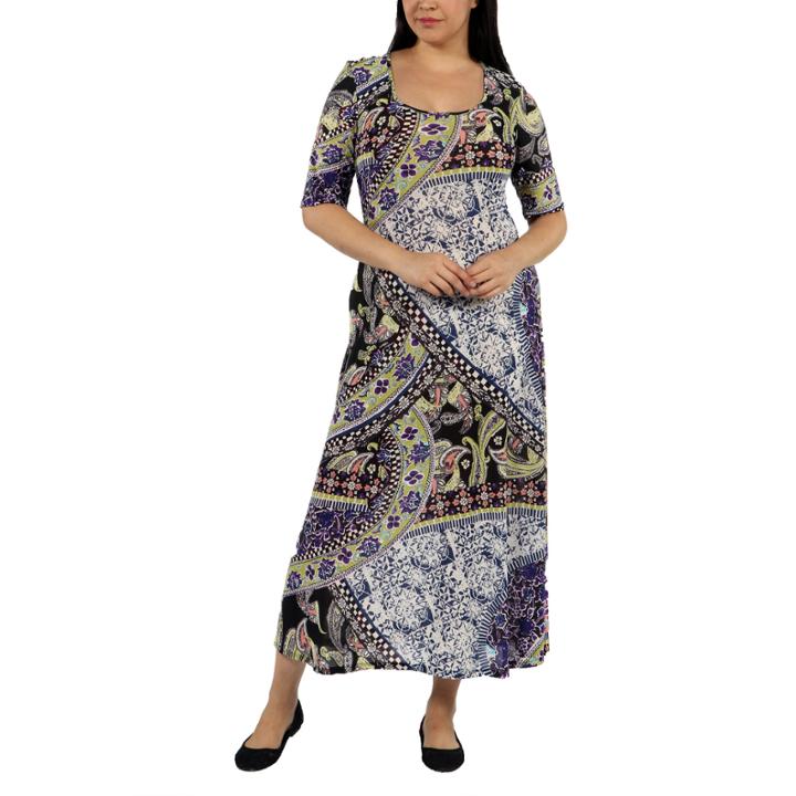 24/7 Comfort Apparel River Jewel Maxi Dress-plus