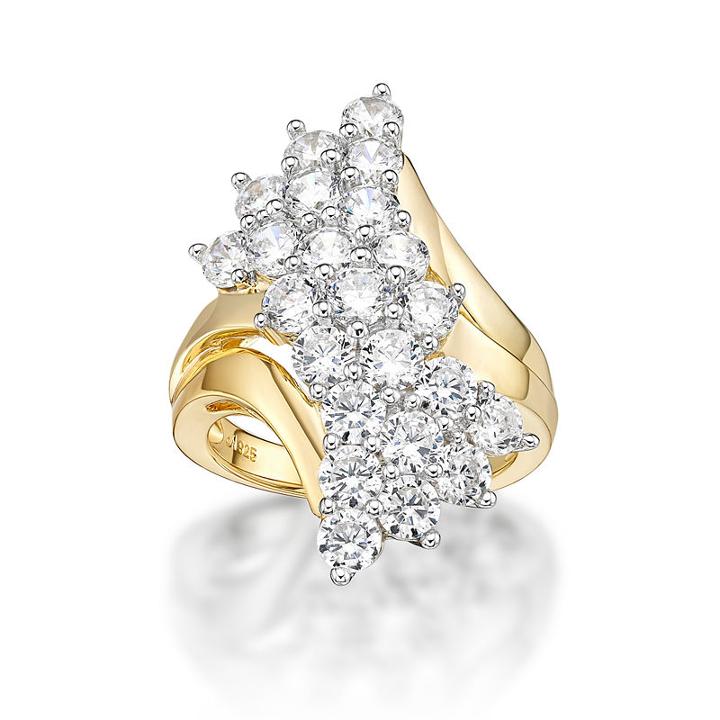 Diamonart Womens Greater Than 6 Ct. T.w. Lab Created White Cubic Zirconia 14k Gold Over Silver Cluster Ring