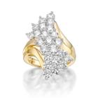 Diamonart Womens Greater Than 6 Ct. T.w. Lab Created White Cubic Zirconia 14k Gold Over Silver Cluster Ring