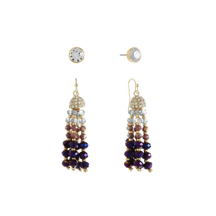 Liz Claiborne Womens 2 Pair Purple Jewelry Set