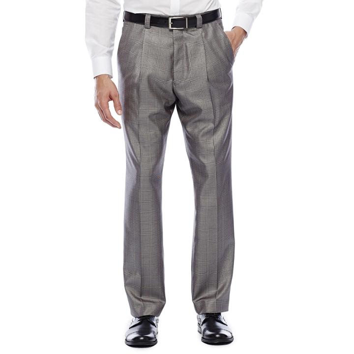 Steve Harvey Black & White Plaid Pleated Pants - Classic