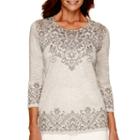 Alfred Dunner Alpine Lodge 3/4-sleeve Medallion Print Top