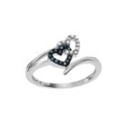 1/4 Ct. T.w White & Color-enhanced Blue Diamond Sterling Silver Heart Ring